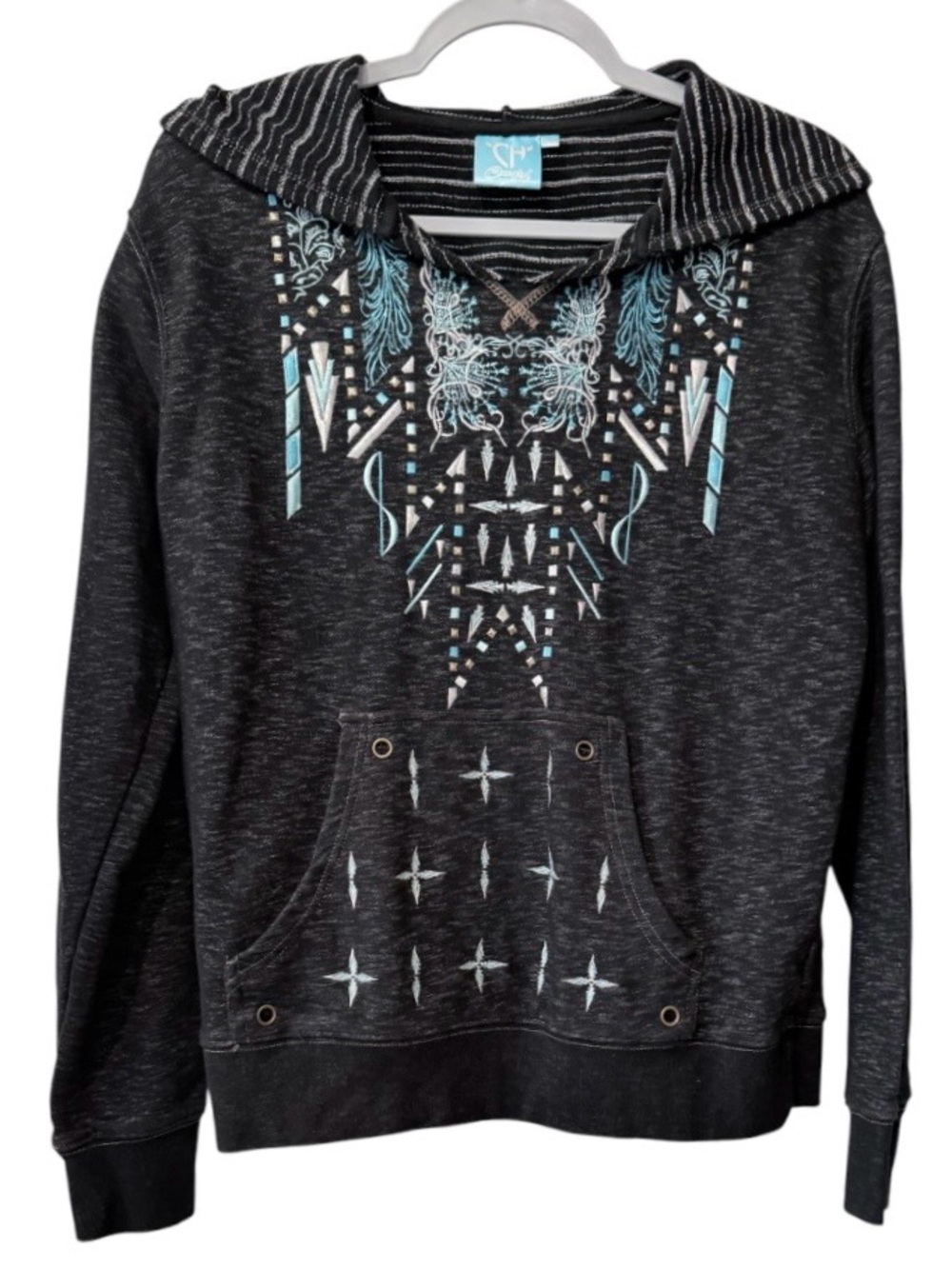 Cowgirl Hardware women’s Medium long sleeve western-style black Heathered hoodie